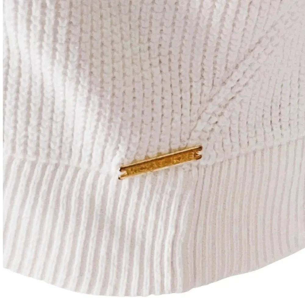 MICHAEL KORS White Cotton Waffle Knit Pullover Hoodie Sweatshirt ~ Women's XL